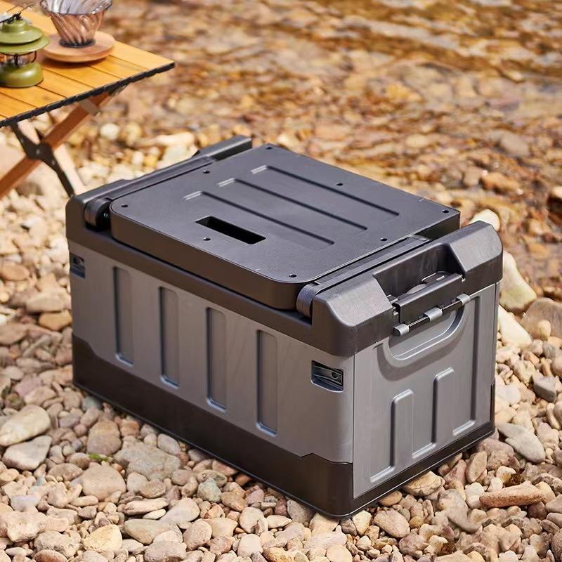 60L Outdoor Storage Box Foldable Storage Box Car Camping Accessories Car Supplies Thickened Storage Box