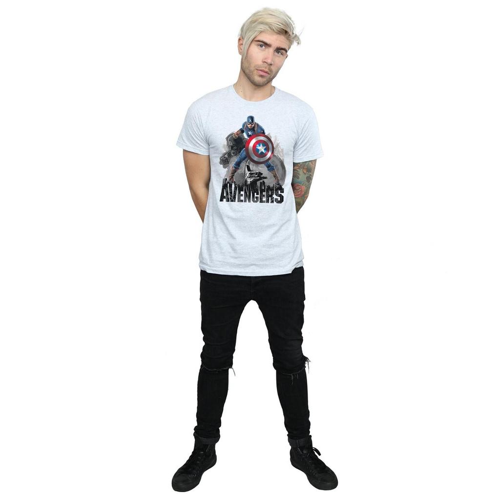 Marvel Mens Captain America Action Pose T-Shirt