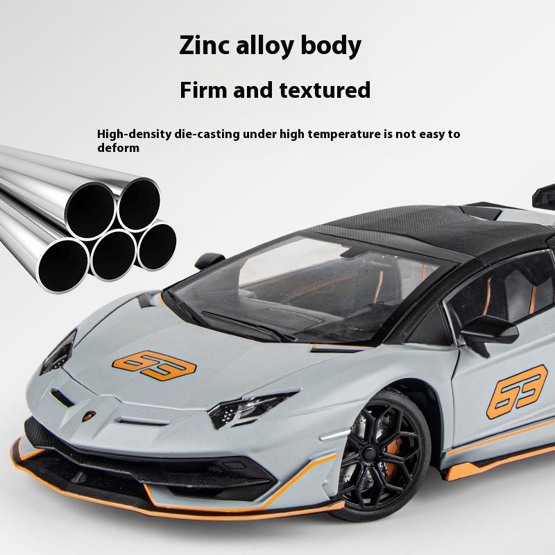 1/18 Scale Lamborghini Aventador SVJ Hidden Edition Race King Supercar Alloy Diecast Model Car Sound & Light Children Toy Gift Present
