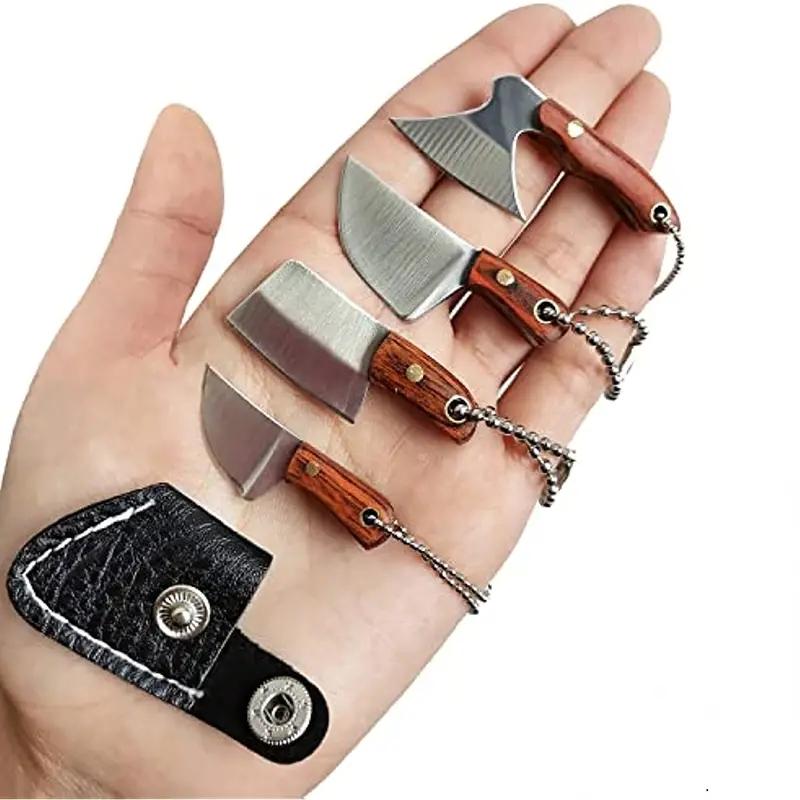 4pcs/Set Stainless Steel Pocket Knife Kitchen Mini Knives EDC Keychain Portable Unboxing Knife Outdoors Fishing Cutter