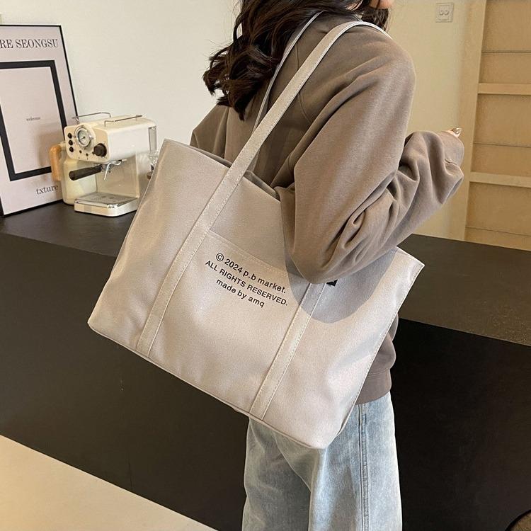 Сумка через плечо из холста с буквенным принтом, женская сумка-тоут, большая вместительная сумка для поездок на работу, школьная сумка для студентов