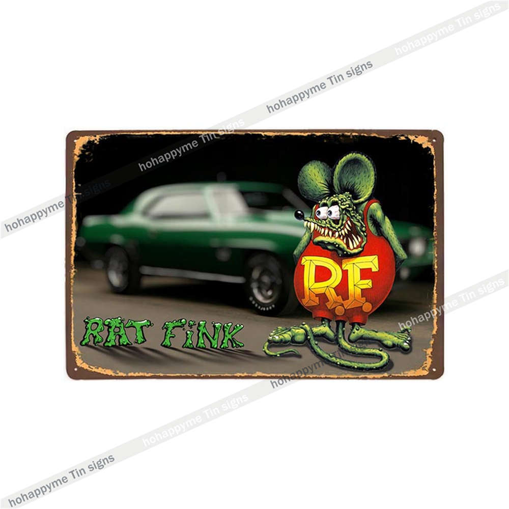 Декор Rat Fink Металлическая Винтажная Вывеска Ретро Декоративная Табличка Гараж Мужская Пещера Бар Паб Клуб Жестяная Картина Дом Гостиная Постер 20x30c