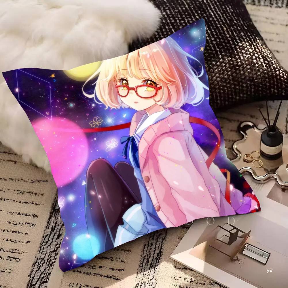 Курияма Мирай Анимация Kyoukai No Kanata Наволочка Модная Квадратная Наволочка Спальня Диван Комната Ins Декор Отдых