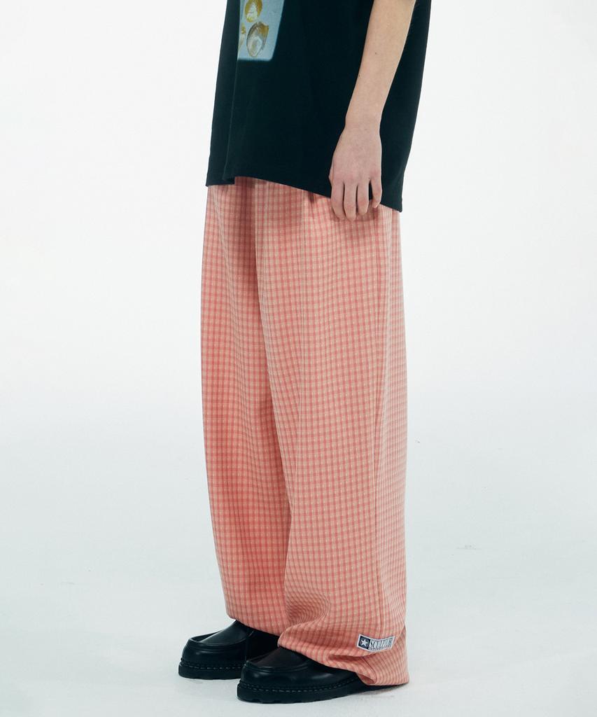 SCULPTOR Check Pin Tuck Pants Pink