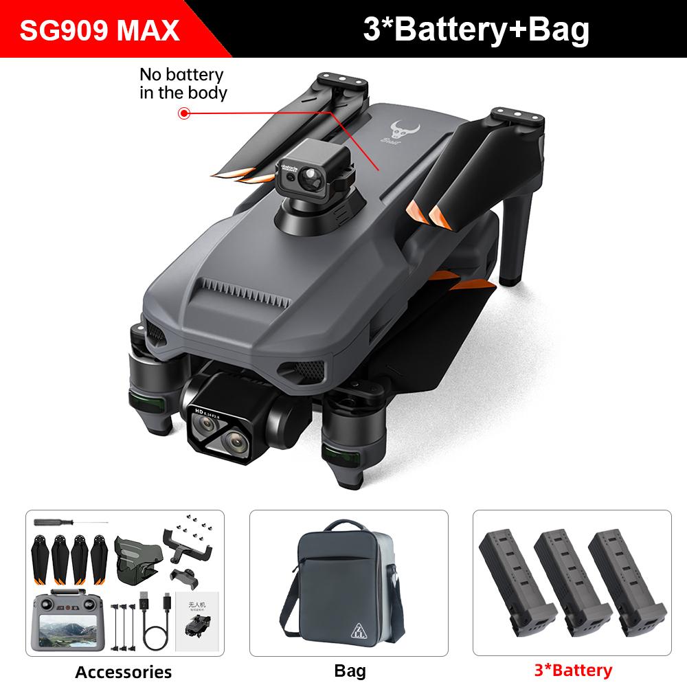 Квадрокоптер SG909 MAX GPS с камерой 8K, дальность 6 км, сенсорный экран, профессиональный пульт ДУ, 360° обнаружение препятствий, складной
