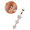 Body Piercing Gold Navel Rings 3 Heart Crystal Clear Dangle Belly Button Rings