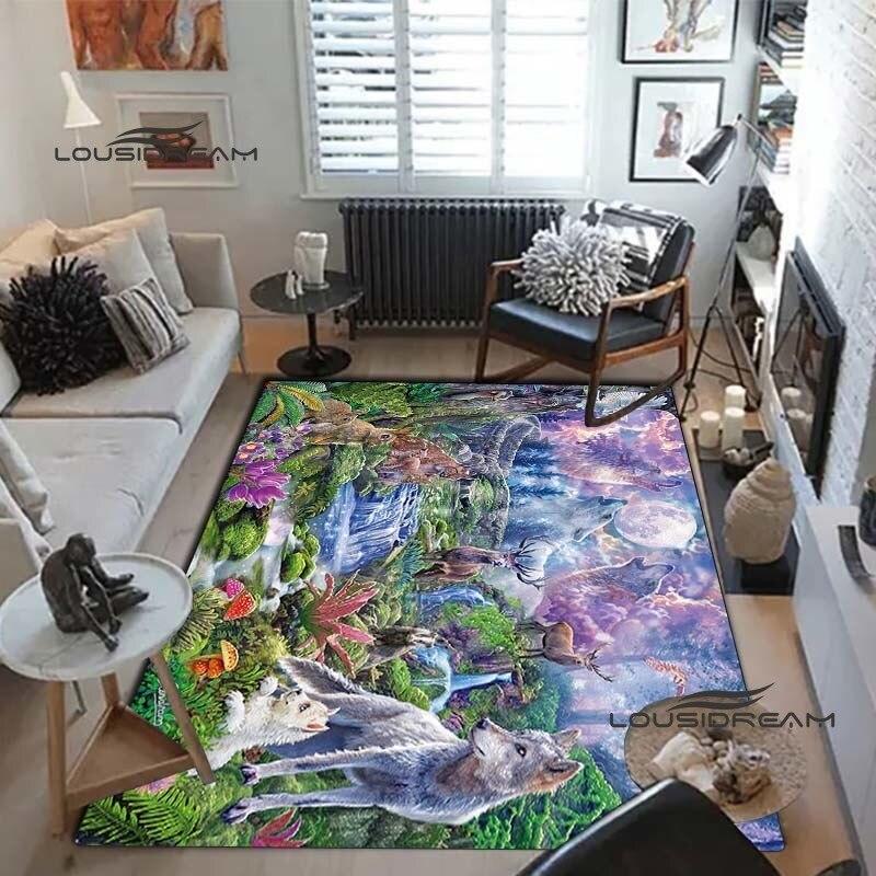 Волк искусство ковры и ковер 3D печать ковер с изображением животных напольный коврик для гостиной спальни большой площади мягкий ковер ковер для детской комнаты