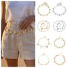 Gold Imitation Pearl Body Chain Multi-pendant Beads Belly Chain Retro Starfish Waist Chain  Bikini