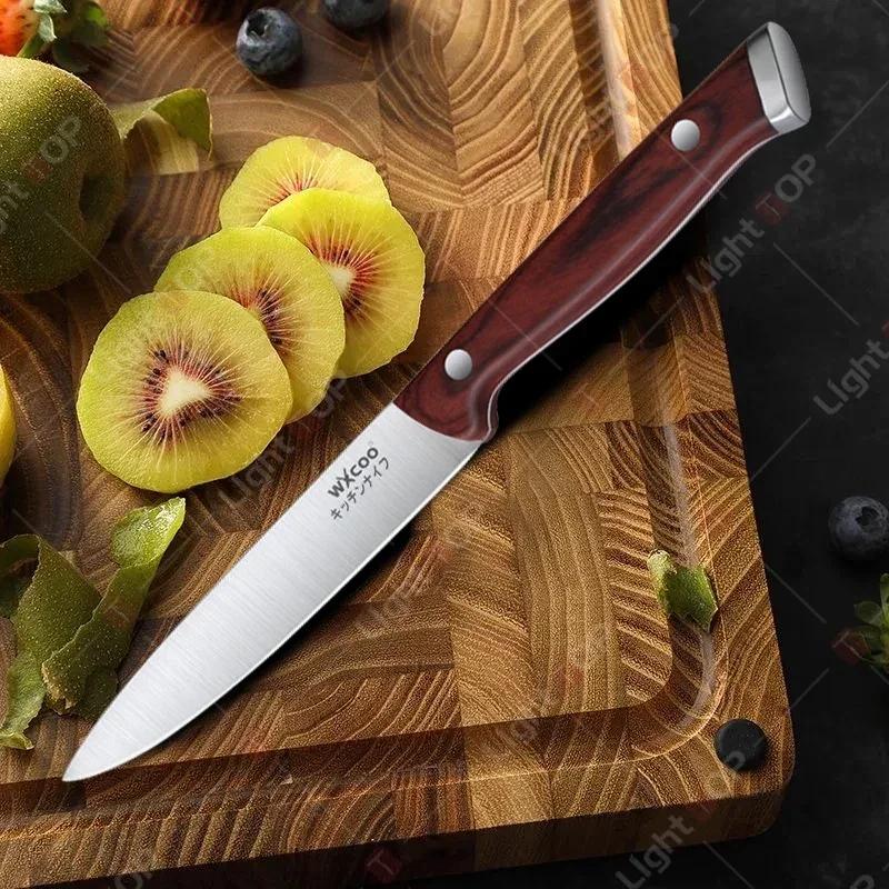 Stainless Steel Japanese Chef Knife Santoku Slicing Kitchen Knives Meat Cleaver Ultra Sharp Fish Bone Fruit Knife Wooden Handle