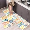 2 Pcs Kitchen Rug Set Non-Slip Oil Proof Washable Black White Diamond Print Floor Mats for Kitchen Sink Laundry Room