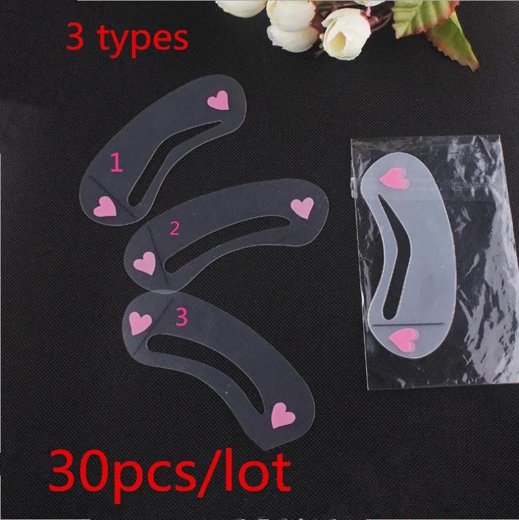 Hot Sale 30pcs  3 Types Eyebrow Shaping Stencils Thrush Card Tool Card Template Assisted Device Card Easy Makeup Beauty Girl