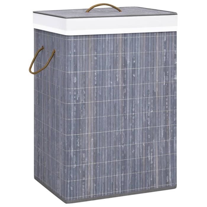 VidaXL Laundry Basket with Single Section Grey Bamboo 320755