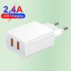 Двойное USB-зарядное устройство для путешествий QC3.0, 2 порта, 2,4 А, стандарт США/ЕС/Великобритании