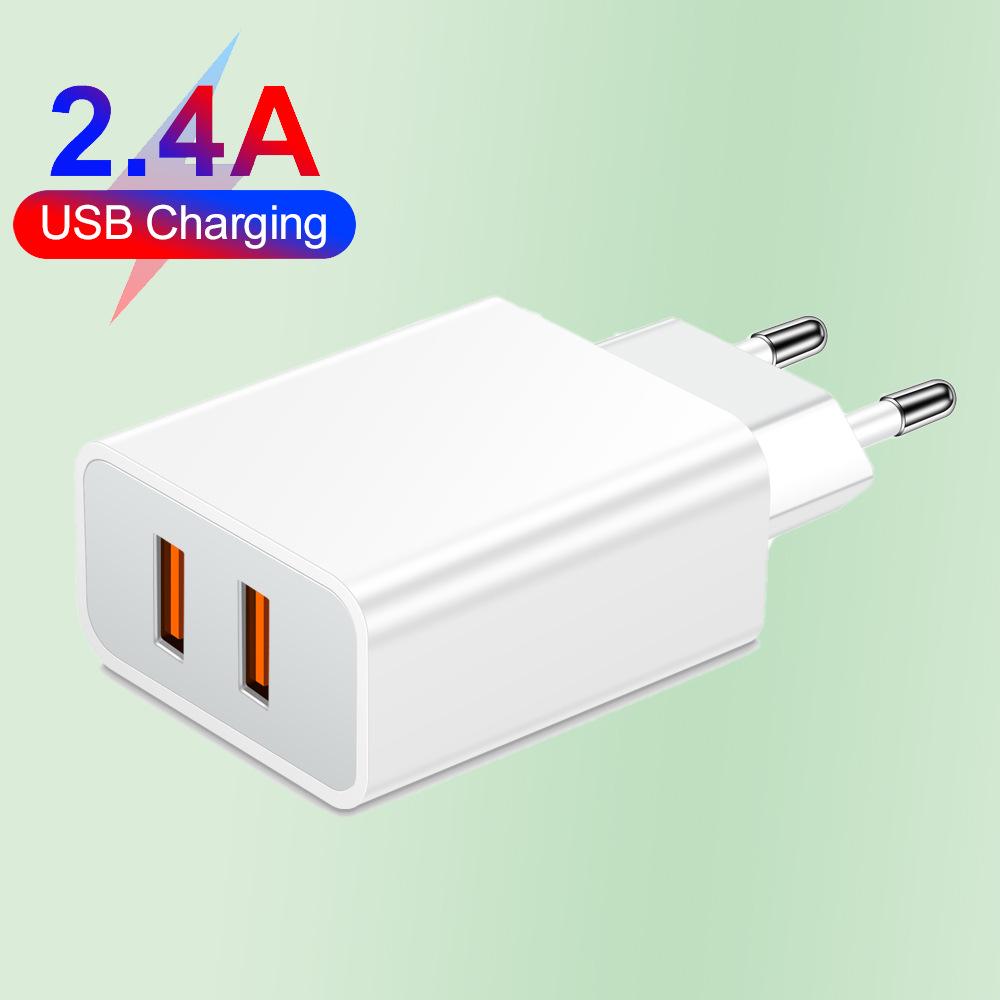 Двойное USB-зарядное устройство QC3.0 для мобильных телефонов, 2 порта по 2,4 А, для путешествий по США/ЕС/Великобритании