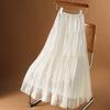 2025 Summer Women New Skirts Solid Elastic Waist Pleated Elegant Skirts