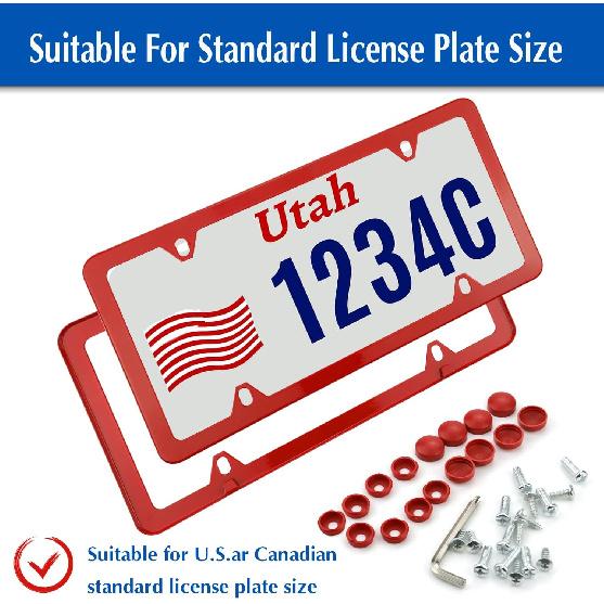 Universal American License Plate Frame With Screws Washer Caps Number Plate Car Stainless Plate Frame 6x12inch for Truck Vehicle License Plate Covers