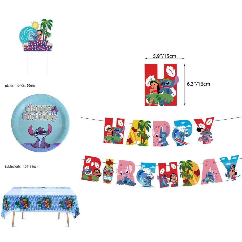 All-in-one Stitch Party Pack Tableware Decorations And Balloons