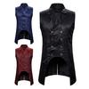 Men Vest Retro Sleeveless Slim Fit Mid Lengtn Irregular Hem Lapel Double-breasted Split Hem Soft Printed Loyal Gentlemen Medieval Waistcoat