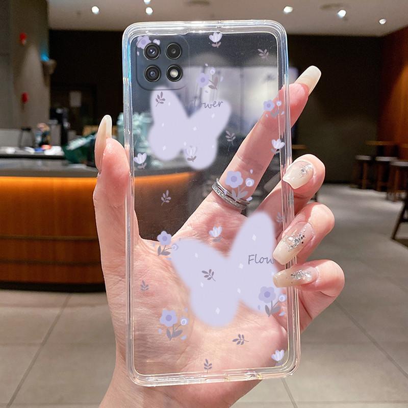 For Samsung A22 5G Case SM-A226B Clear Fashion Butterfly Flowers Soft Silicone Back Cover For Samsung Galaxy A22s 5G Phone Case