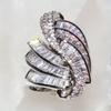 New Gorgeous Women Rings for Engagement Wedding Geometric Shaped Sparkling Cubic Zirconia Crystal Rings Fashion Jewelry
