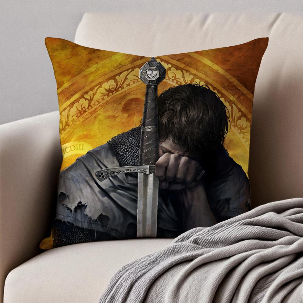 Historical Game KKingdom Come Deliveranc Cushion Cover Pillowcase Antidustmite Invisible Zipper Short Plush Sofa Cushion
