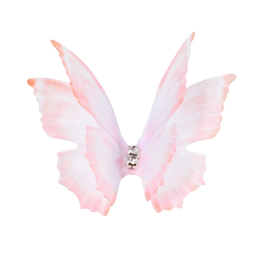 50 шт. Органза с градиентным цветом, аппликации-бабочки, 3D, сказочная, сетчатая, нашивка-бабочка, 5 см, двухслойная