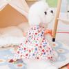 Платье принцессы для собаки с цветочным принтом, мягкое летнее платье для питомца, юбка с рукавами-фонариками для собаки, повседневный наряд
