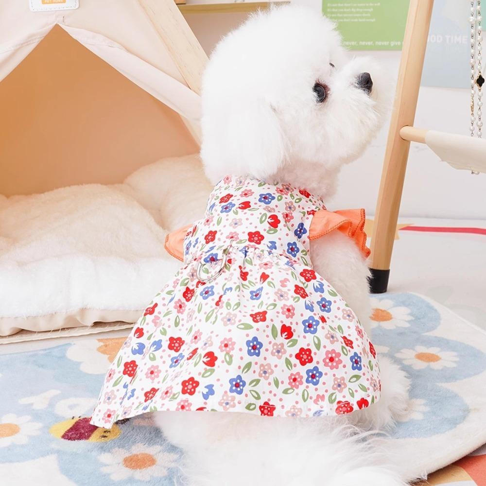 Thin Pet Dog Clothes Soft Dog Flying Sleeve Skirt Fashion Dog Princess Dress  Casual Outfit