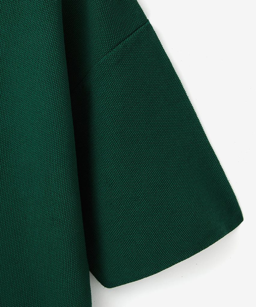 BLOND9 Cotton Half Zip Short Sleeve Knit_Forest Green
