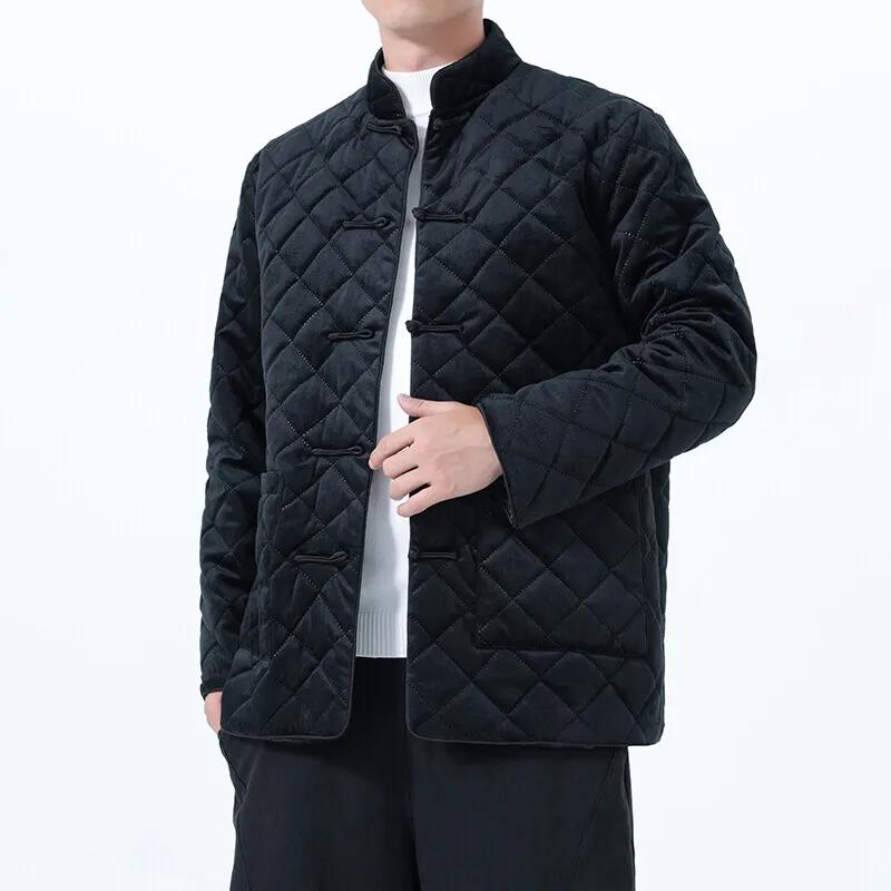 Осенняя мужская стеганая куртка в китайском стиле, Молодежная зимняя модная ретро-парка, Верхняя одежда, Мужское повседневное теплое пальто свободного кроя
