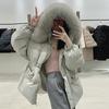 Sweet Horn Buckle Down Jacket Women's Medium and Long Winter New Fox Big Fur Collar Thickened Warm Jacket Tide