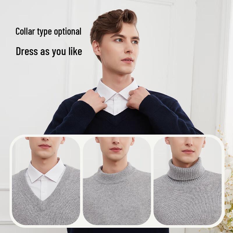 Hengyuanxiang Men's Thickened Pure Cashmere Sweater