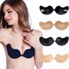 Sexy Women Invisible Push Up Bra Self-Adhesive Silicone Bust Front Closure Sticky Bra Black Skin Backless Strapless Bra