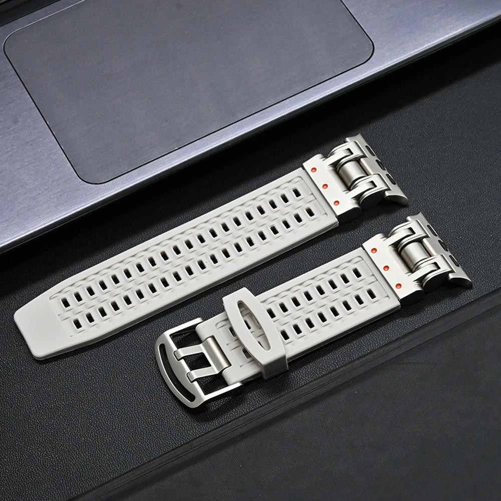 Силиконовый ремешок для Apple Watch Ultra 2 Серии 9 8 7 6 5 4 Se 3 титанового цвета для iwatch ultra2 49 мм 45 мм 44 42 мм
