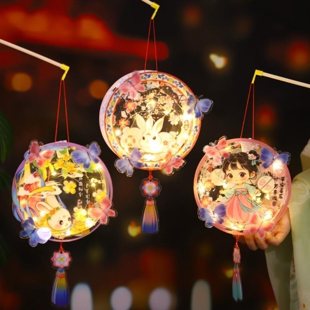 Transparent Handheld Rabbit Lantern LED Glowing Light-Up Bunny Lantern Children