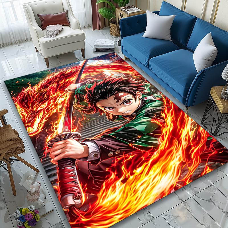 1pc Demon Slayer Printed Chair Rug for Home Office Use, Living Room Kitchen Game Room Area Carpet
