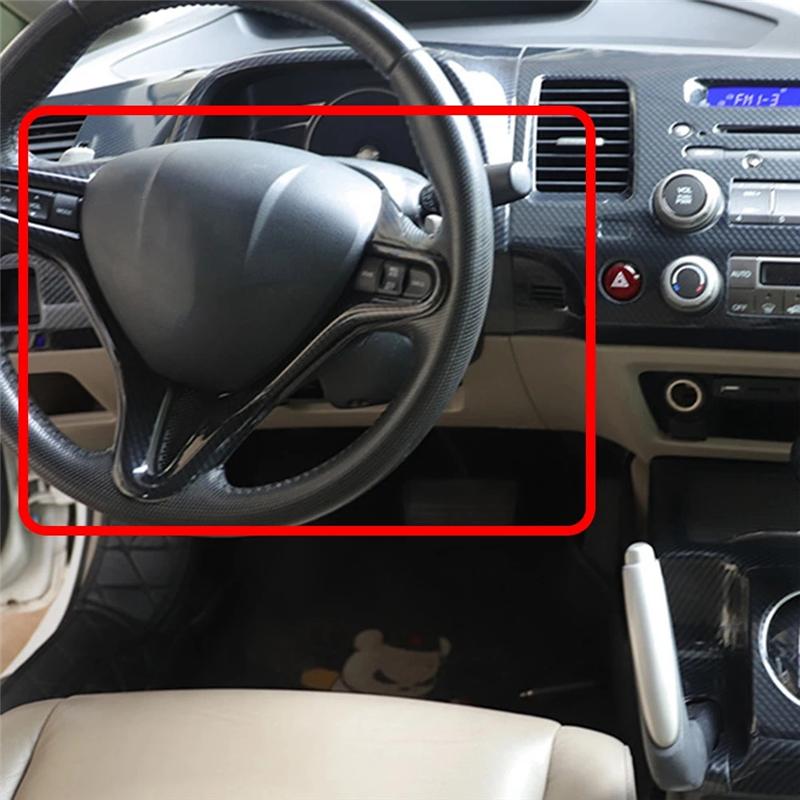For Honda Civic 8Th Generation 2006 2007 2008 2009 2010 2011 Carbon Fiber Accessories Component Inner Steering Wheel Cover Trim