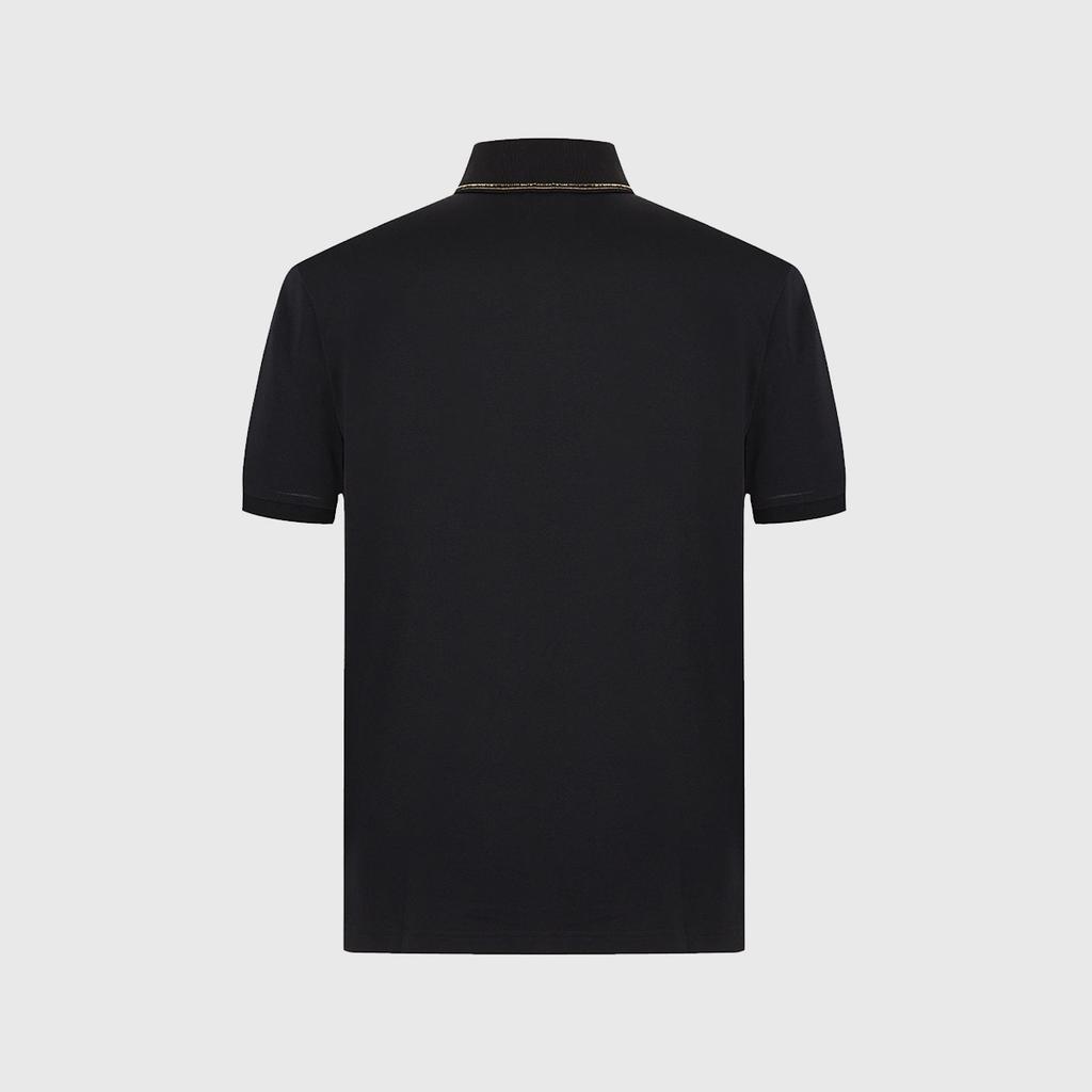 [Exquisite rhinestone letter print] Spring and summer collar rhinestone men's short sleeved polo shirt