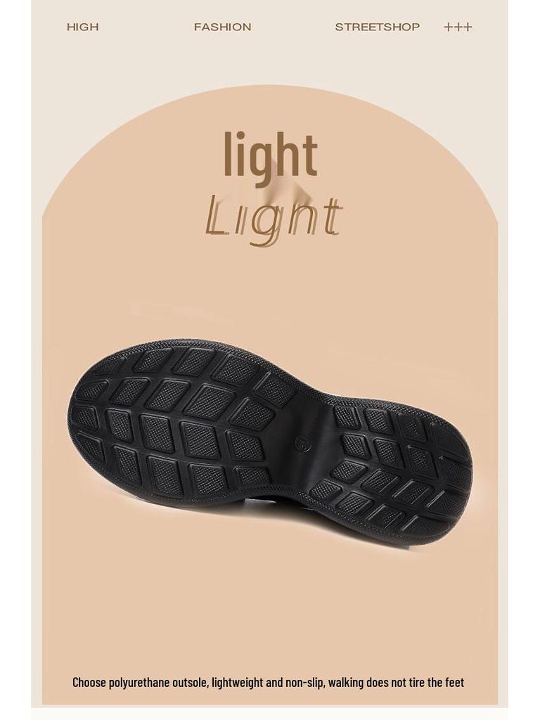 Женские черные кожаные туфли на массивном высоком каблуке - Осенний стиль, Увеличивающие рост, Толстая подошва, Легкие, Износостойкие, Низкий верх