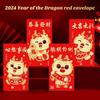 6Pcs Chinese Dragon Red Envelopes Unique Design Traditional Luck Money Bags for Spring Festival Celebrations
