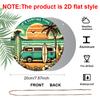 2D Flat, 1pc Round Aluminum Sign, "It's Surfing Time" Retro Beach Van Design, Vintage Surfing & Palm Tree Metal Wall Art, Ideal for Beach House