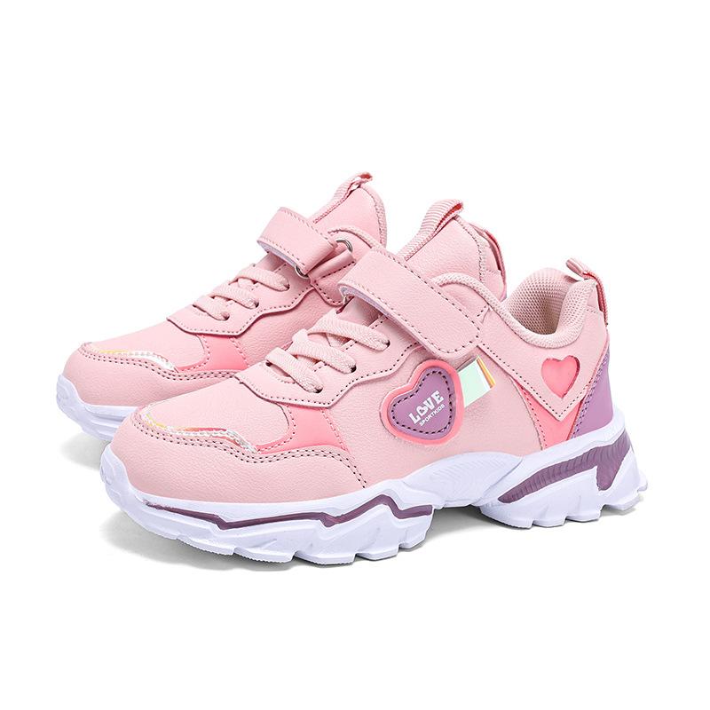 Girls' shoes for children aged 7-12, 2024 Spring and Autumn soft-soled children's sports shoes, light running shoes for students of Zhongda