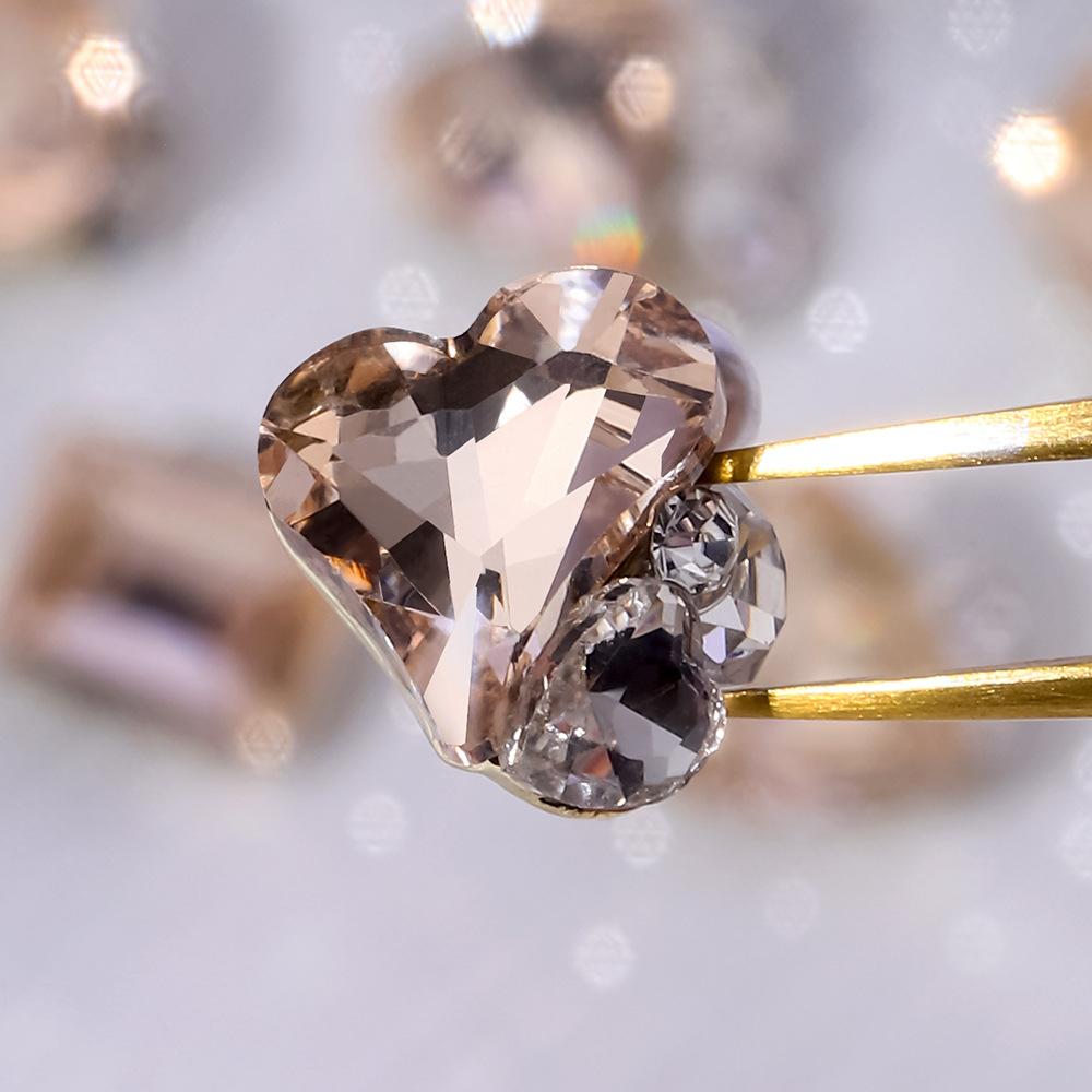 Светло-кофейный Merad Crystal Stack Diamond Finished Diamond Decoration Material Crooked Heart Peach Heart Rock Сахарное удобрение Square ThreeD
