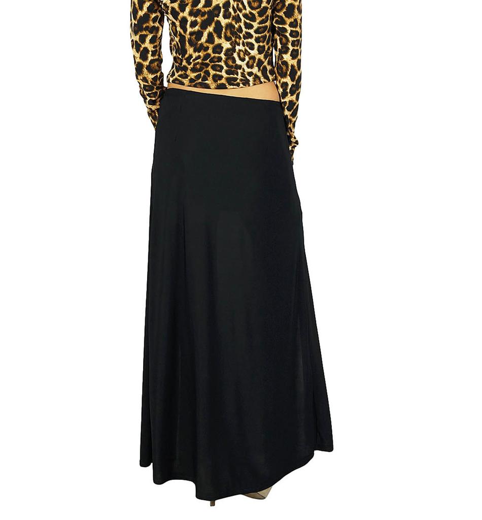 Bimba Женская черная длинная юбка с 2 разрезами из эластичной лайкры в стиле бохо