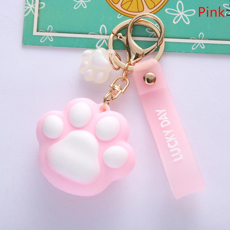 Мультяшный силиконовый брелок в виде кошачьей лапы Kawaii Animal Claw с кольцом для ключей, браслет для женщин, девочек, сумочек, кошельков, декора, подарков для детей