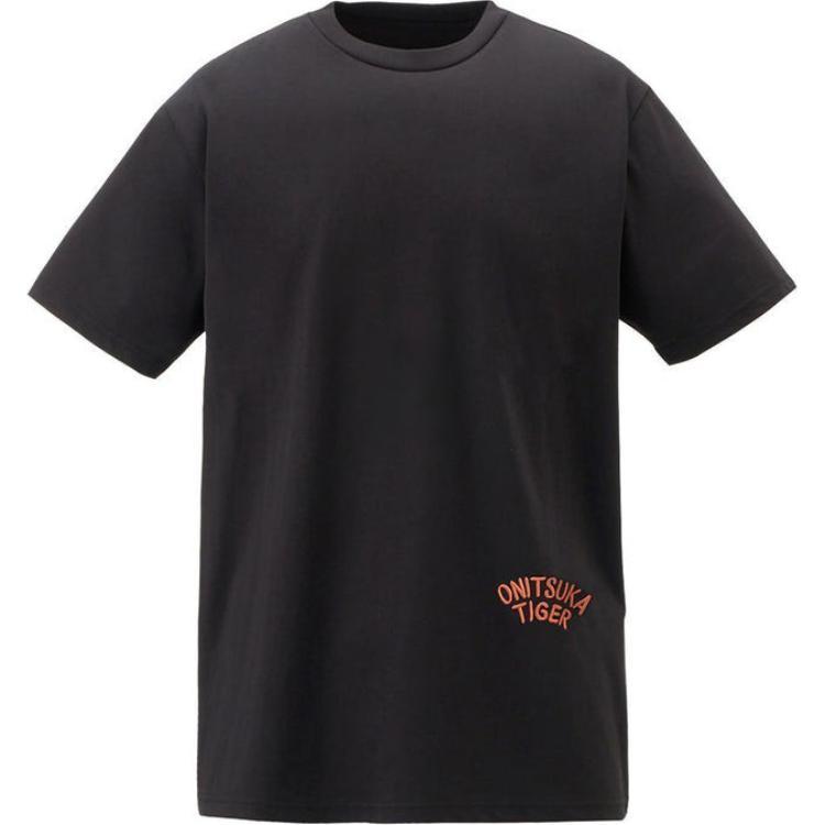 ONITSUKA TIGER Футболка с коротким рукавом и круглым вырезом с животным принтом «Алфавит», топы унисекс, черная 2183B150-001