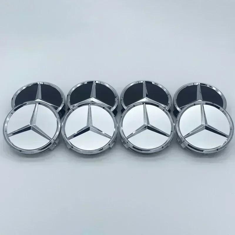 CSF1 4Pcs 75MM/60MM Car Tire Wheel Center Hub Cap Covers For Mercedes Benz Badge Emblem Rim Cover Auto Style Decorate Accessories