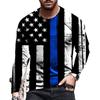 American Flag Print Long-Sleeved Men's T-shirt Spring Autumn Loose Tops Casual Fashion All-Match O-Neck Men Clothing 5XL EU Size