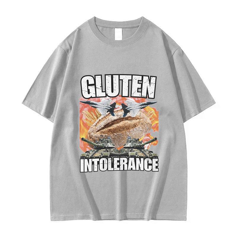 Hot Selling New Funny Gluten Intolerance Meme Graphic Tshirt Unisex Women Retro Harajuku Oversized Breathable Casual Tops 2026