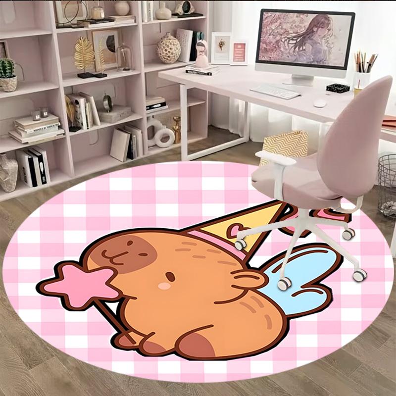 1pc Capybara Carpet, Round Rug, Comfortable, Suitable for Entryways, Living Rooms, Office, And Bedrooms, Christmas Decoration